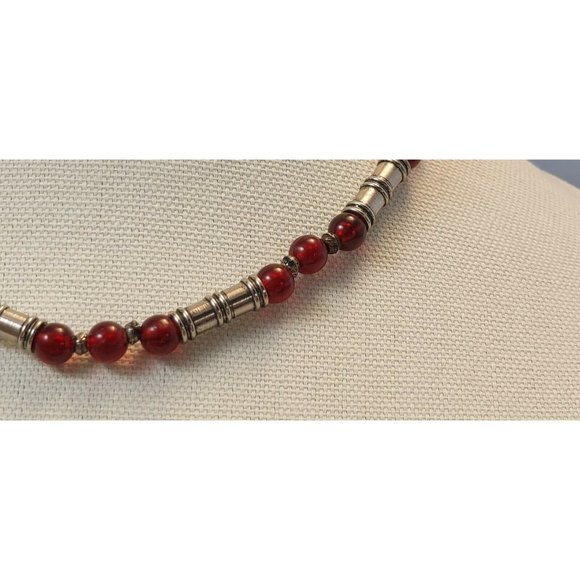 New 17" Choker Necklace Silvertone and color beads choose your color - Picture 3 of 10